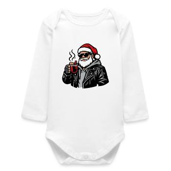 Biker Santa Coffee Break - Baby Organic Long-Sleeved Bodysuit - white - Front