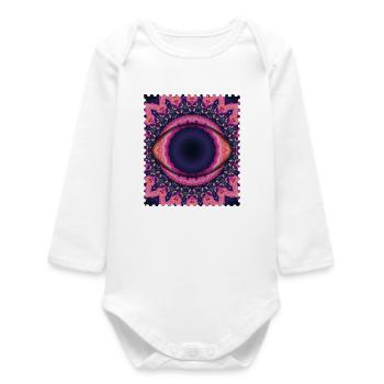 Psychedelic Eye Mandala - Baby Organic Long-Sleeved Bodysuit - white - Front