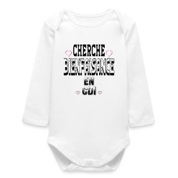 Cherche Bienfaisance en CDI - Body bébé manches longues biologique - blanc - Devant