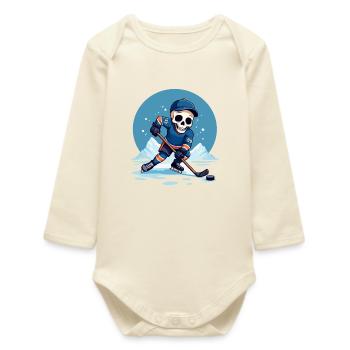 Skelett Eishockeyspieler Nummer 99 Wintersport - Baby Organic Langarmbody - Natur - Vorne