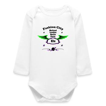 Fashion_City - Baby Organic Long-Sleeved Bodysuit - white - Front