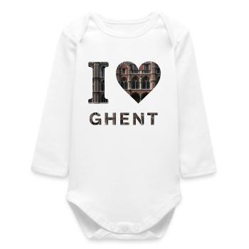 I Love Ghent – Gothic Architectural Design - Baby Organic Long-Sleeved Bodysuit - white - Front
