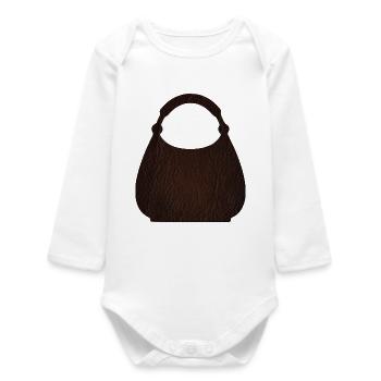 Braune Ledertaschentextur - Baby Organic Langarmbody - Weiß - Vorne