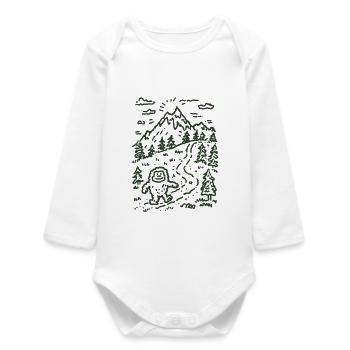 Mountain hiker in forest landscape - Baby Organic Long-Sleeved Bodysuit - white - Front
