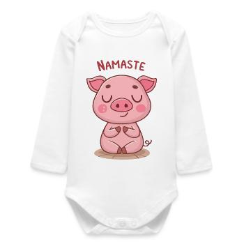 Cochon Zen Namaste - Body bébé manches longues biologique - blanc - Devant