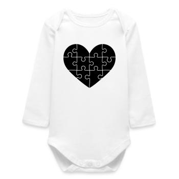 Puzzle Herz – Verbundenheit & Liebe Symbol Design - Baby Organic Langarmbody - Weiß - Vorne