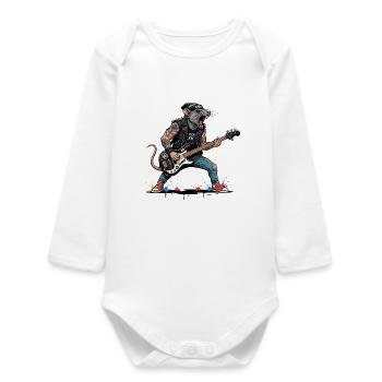 Guitariste de Rat rock dans le leather punk - Body bébé manches longues biologique - blanc - Devant