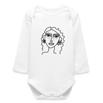 Gesicht einfach  - Baby Organic Langarmbody - Weiß - Vorne