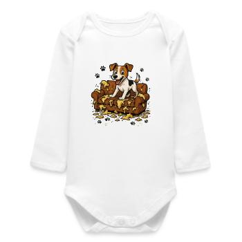 Cadeau des traces de chien drôles du Jack Russell Terrier - Body bébé manches longues biologique - blanc - Devant