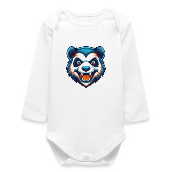 Savage Panda Esports Mascot Logo - Baby Organic Long-Sleeved Bodysuit - white - Front
