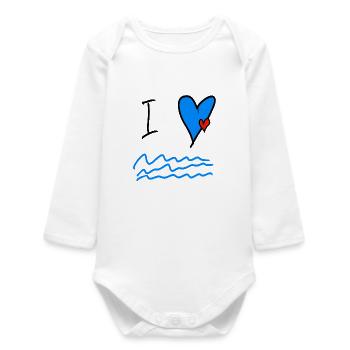 Sea Love Heart Waves Illustration - Baby Organic Long-Sleeved Bodysuit - white - Front