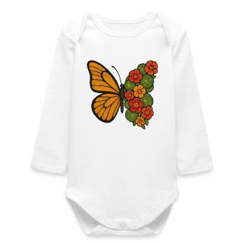 Butterfly Bloom Split - Baby Organic Langarmbody - Weiß - Vorne