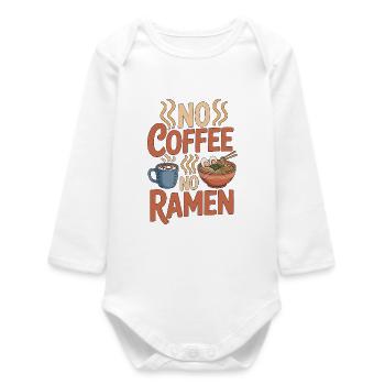 Ramen sans café sans bol de nouilles, amateur de café - Body bébé manches longues biologique - blanc - Devant