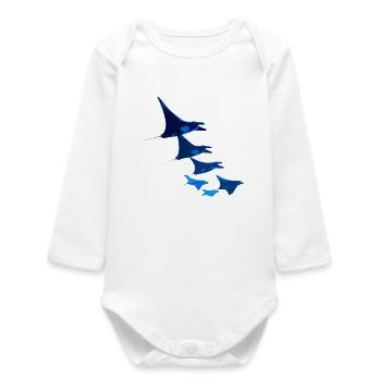 Manta Ray, Devil Ray, Stingray, Diver - Baby Organic Long-Sleeved Bodysuit - white - Front