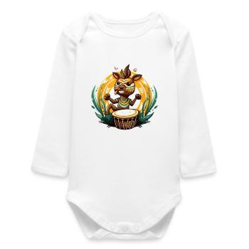 Drum Hero Tribal Foal - Baby Organic Long-Sleeved Bodysuit - white - Front