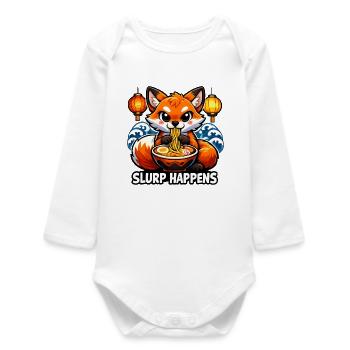 Ramen Fuchs Slurp Happens - Baby Organic Langarmbody - Weiß - Vorne