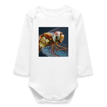 Extreme Dragonflies Macro Portrait Wildlife Graphic - Baby Organic Long-Sleeved Bodysuit - white - Front
