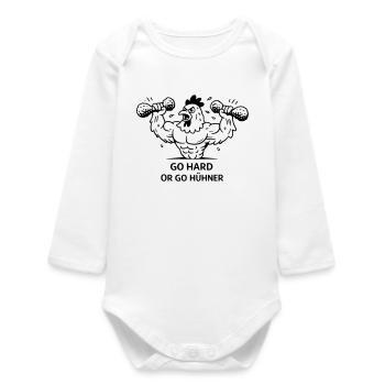 Pumps Fitness Go Hard or go Chickens - Baby Organic Long-Sleeved Bodysuit - white - Front