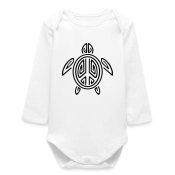 Turtle Peace - Baby Organic Langarmbody - Weiß - Vorne