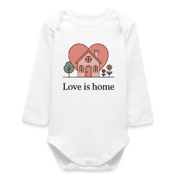 Illustration de maison en cœur pastel - Body bébé manches longues biologique - blanc - Devant