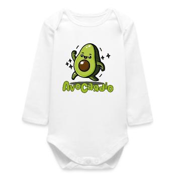 AvoCadío Avocado Cartoon - Body bébé manches longues biologique - blanc - Devant