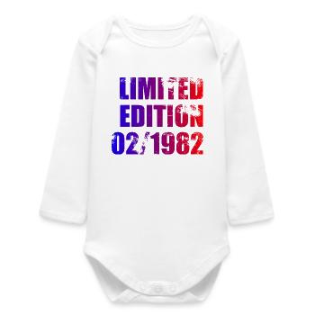 44. Geburtstag Limited Edition 02/1982 - Baby Organic Langarmbody - Weiß - Vorne