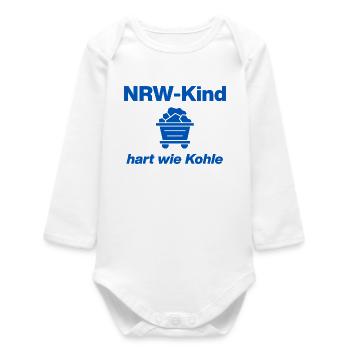 ENFANT NRW : DUR COMME DU CHARBON ! GLÜCK AUF, NRW, RUHR - Body bébé manches longues biologique - blanc - Devant