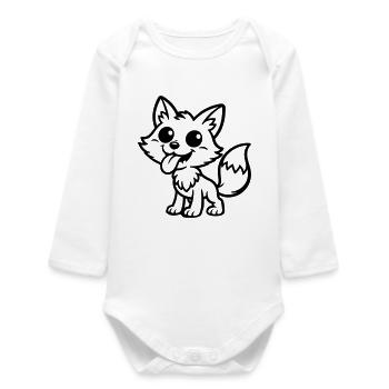 Fuchs Comic Lustig - Baby Organic Langarmbody - Weiß - Vorne