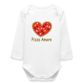 Pizza_Amore - Baby Organic Long-Sleeved Bodysuit - white - Front