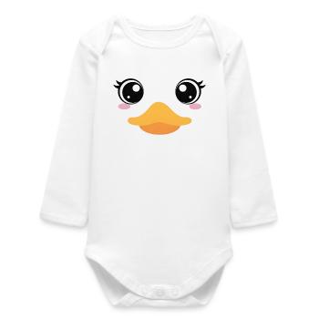 Gans / Ente Kostüm Shirt – Lustige Verkleidung - Baby Organic Langarmbody - Weiß - Vorne