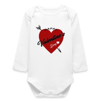 Valentine's Day Heart Font Design - Baby Organic Long-Sleeved Bodysuit - white - Front