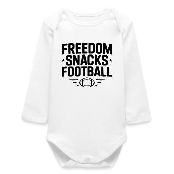 Freedom, Snacks, Football - Baby Organic Long-Sleeved Bodysuit - white - Front