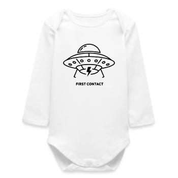 Premier Contact OVNI Vecteur d’éclairs extraterrestre - Body bébé manches longues biologique - blanc - Devant