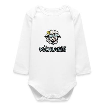 Mählanie Funny Sheep Doodle Name Melanie - Baby Organic Long-Sleeved Bodysuit - white - Front