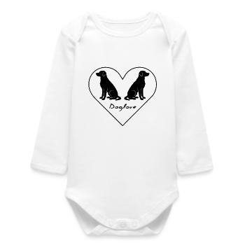 Dog love, dog logo - Baby Organic Long-Sleeved Bodysuit - white - Front