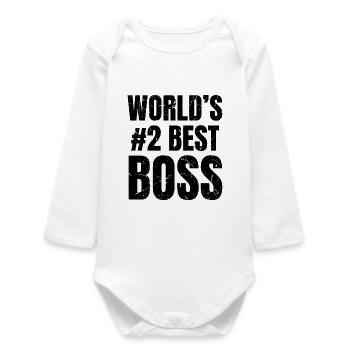 Weltbester Chef Nr. 2 Bürohumor Retro - Baby Organic Langarmbody - Weiß - Vorne