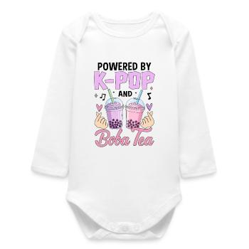 Propulsé par K Pop et Boba Tea - Body bébé manches longues biologique - blanc - Devant
