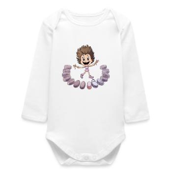 Macaron Dancing Girl - Baby Organic Long-Sleeved Bodysuit - white - Front