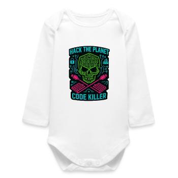 Hack the Planet Code Killer – Cybersicherheit - Baby Organic Langarmbody - Weiß - Vorne