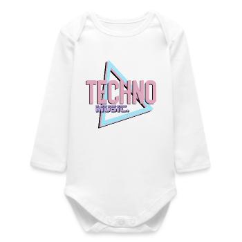 Techno Neon Retro-Logo - Baby Organic Langarmbody - Weiß - Vorne