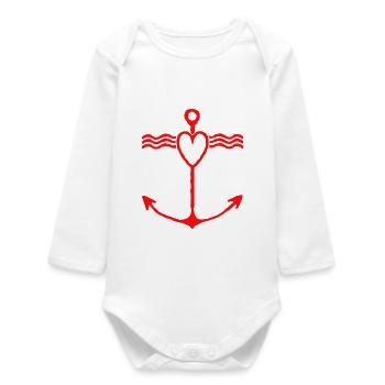 Symbolisme nautique de l’ancre du cœur chers amis - Body bébé manches longues biologique - blanc - Devant