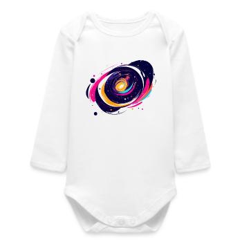 Motif de la galaxie tourbillonnante de couleurs dans l’espace extra-atmosphérique - Body bébé manches longues biologique - blanc - Devant