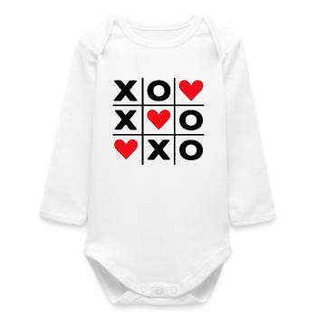 Minimalistische Red Hearts Love niedliche Ästhetik - Baby Organic Langarmbody - Weiß - Vorne