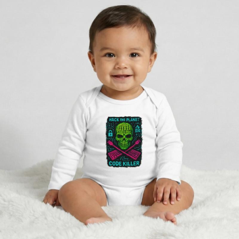 Hack the Planet Code Killer - Cybersécurité Body bébé manches longues biologique