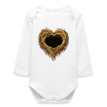 Herz aus Wurzeln – Naturmotiv voller Verbundenheit - Baby Organic Langarmbody - Weiß - Vorne