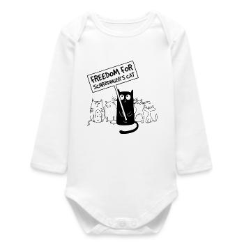 Freedom for Schrödinger Cat – Nerd Humor Shirt - Baby Organic Langarmbody - Weiß - Vorne