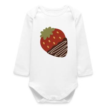 Fraise trempée dans le chocolat - Body bébé manches longues biologique - blanc - Devant