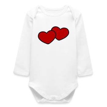 Mariage en couple Hearts - Body bébé manches longues biologique - blanc - Devant