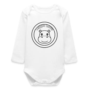 Hippo Love Nilpferd Logo - Baby Organic Long-Sleeved Bodysuit - white - Front