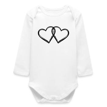 Mariage en couple Hearts - Body bébé manches longues biologique - blanc - Devant